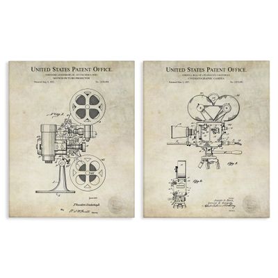 Stupell Industries Vintage Movie Camera, 16 x 20 Inch Canvas Wall Art Set