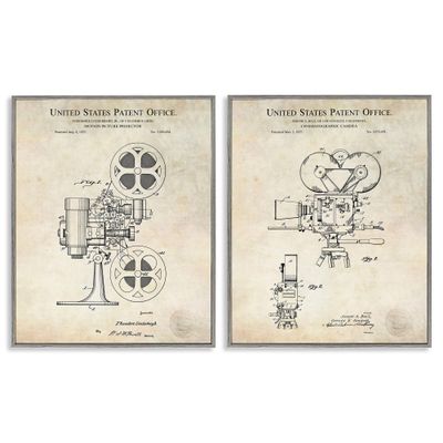 Vintage Movie Camera Cinema, 11 x 14 Inch Framed Gicle Print Set