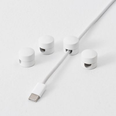 Cable Clips - Premium Brass Cord Management for Home, Office & Car - Multipurpose Wire Holder Organizer - Sleek & Durable Design - Ideal Gift for Men, Women & Students - 4-Pack (Matte White)