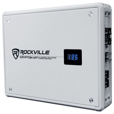 Rockville Krypton MT1 1600W Peak/400W RMS 2-Channel Marine Amplifier, Class-AB, Adjustable Crossover, Volt Meter for Boats and Marine Audio