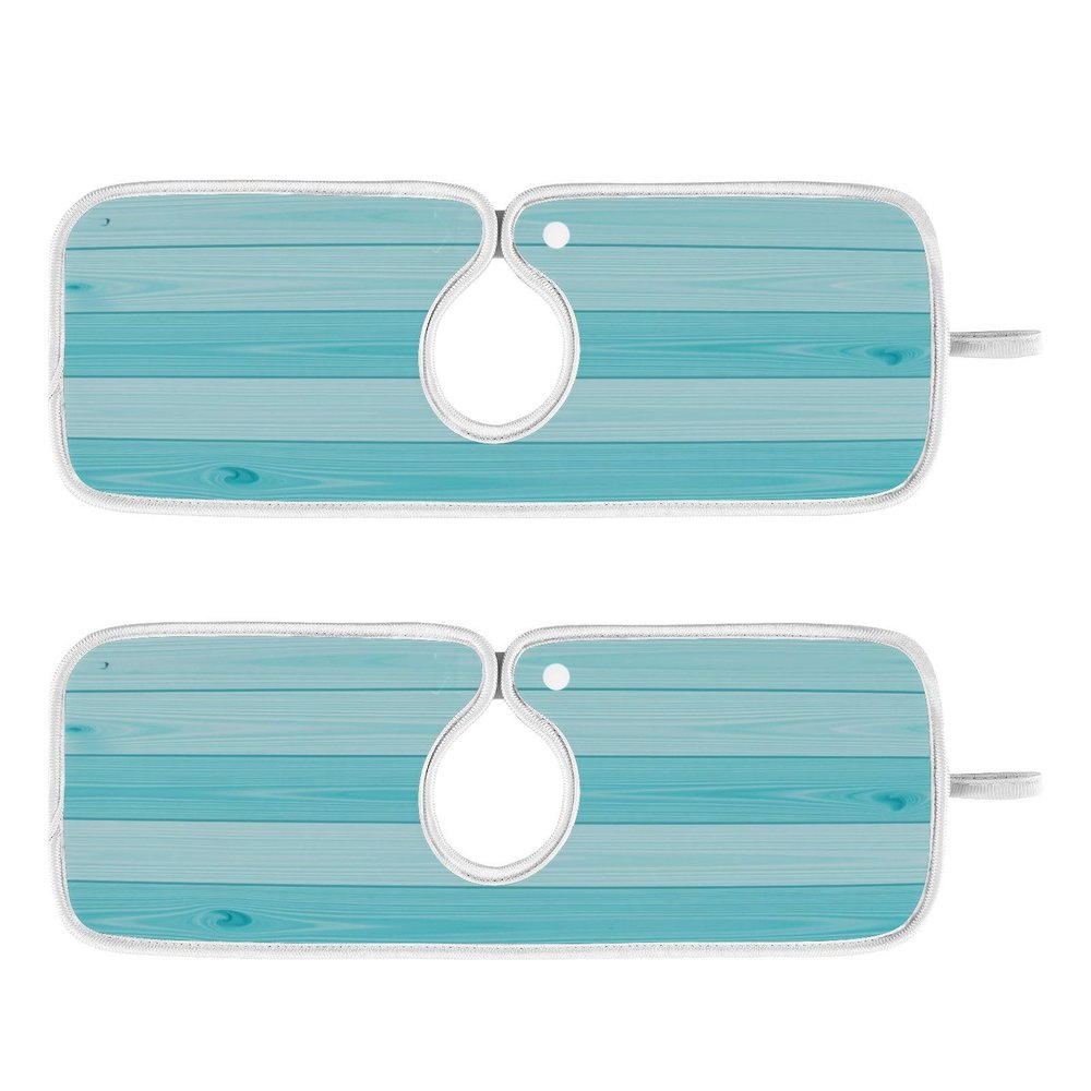 Teal Turquoise Green Wood Water Splash Guard Faucet Drip Catcher Thicken Sponge Microfiber Sink Absorbent Mat for Kitchen 30x5in 2 Pack