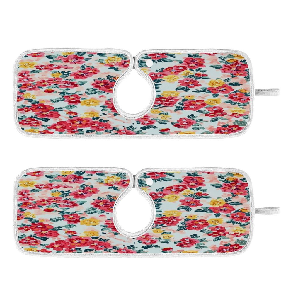Kitchen Faucet Absorbent Mat,Rose Floral Flower Water Splash Guard for Sink, Faucet Drip Catcher Thicken Sponge Microfiber Faucet Water Catcher Mat Sink Absorbent Mat for Kitchen 30x5in 2Pack