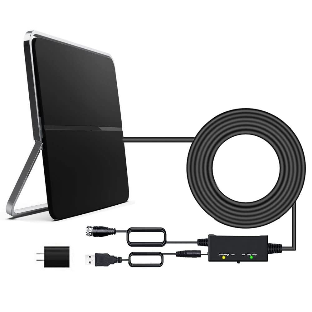tv Antenna for Smart tv/VHF UHF Indoor Flat Digital HDTV Antenna for Smart TV HD 4K 1080p Free Channel with Signal Booster 13 Feet Cable TV Amplifier Antenna for Remote Area
