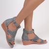 ZBYY Wedge Sandals for Women Summer Open Toe Casual Roman Hollow Out Sandals Ankle Strap Low Wedge Beach Outdoor Sandals view 2