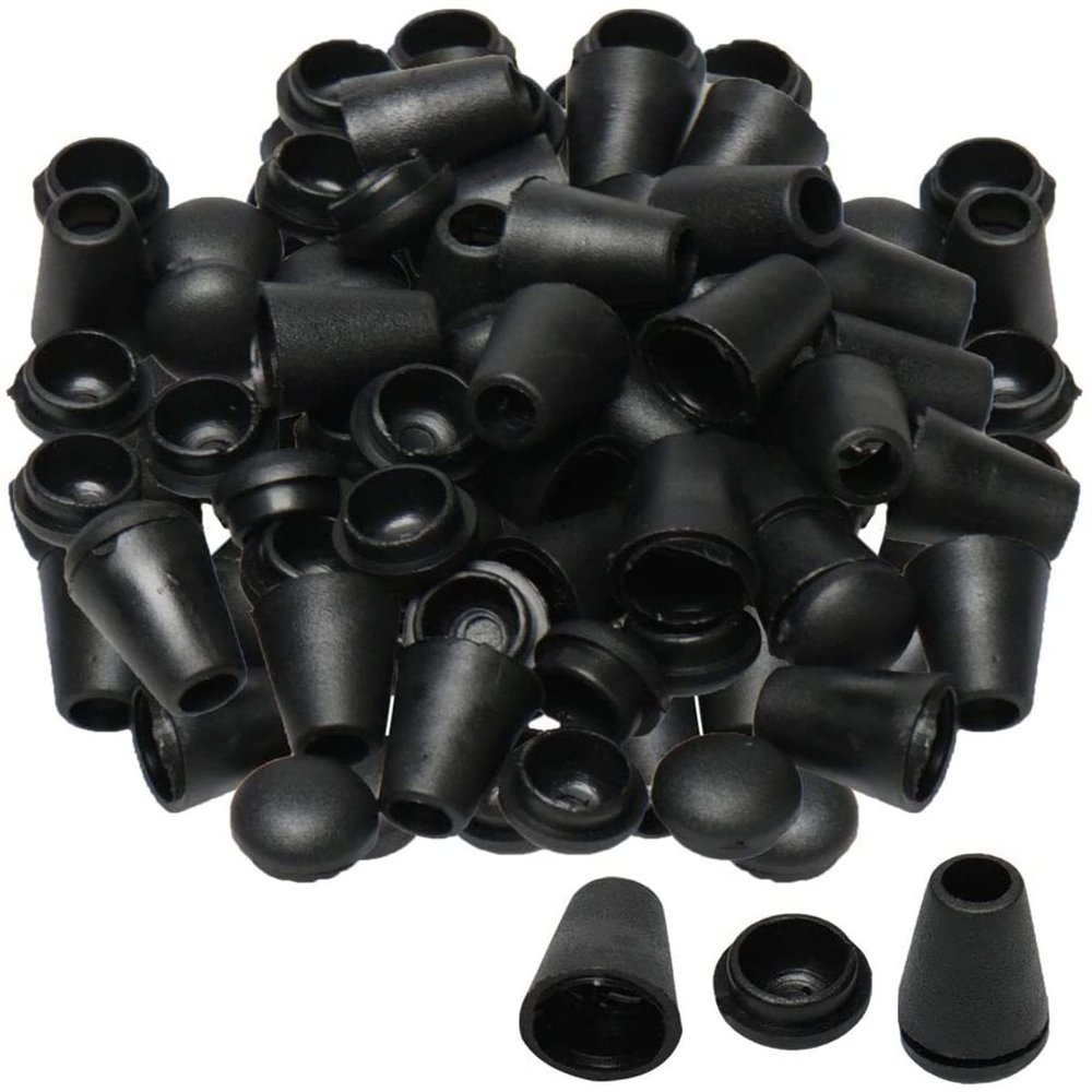 GWQDJ Cable Clips,Wire Holder,Cord Management Organiser Clamps Home and Office, 100pcs Bell End Stopper Cord Rope Ends Locks Lanyard Clips Fastener Black for Backpack Drawstrings Accessories