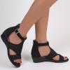 ZBYY Wedge Sandals for Women Summer Open Toe Casual Roman Hollow Out Sandals Ankle Strap Low Wedge Beach Outdoor Sandals view 4