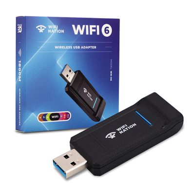 WiFi Nation WiFi 6 AX1800 2T2R, USB 3.0 Chipset: RTL8832AU, WiFi Dongle Adapter | 802.11ax Gigabit Wireless Network Card Adapter | 5GHz/2.4GHz | WPA3 Network Security | Windows 7/10/11