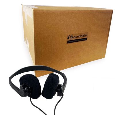 Soundnetic SN06 Bulk Headphones 500 Pack Disposable Stereo Limited Use Headphones, Black Affordable for Schools, Testing, Libraries