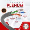 NewYork Cables CAT6 Plenum Cable 1000ft | 100% Solid Bare Copper, UTP, 550MHz, 23AWG, 4Pair 10GB Ethernet Cable, Certified CMP-Rated Bulk Cat 6 Cable for Networking & Gaming (1000ft, Pure Copper,Grey) view 2