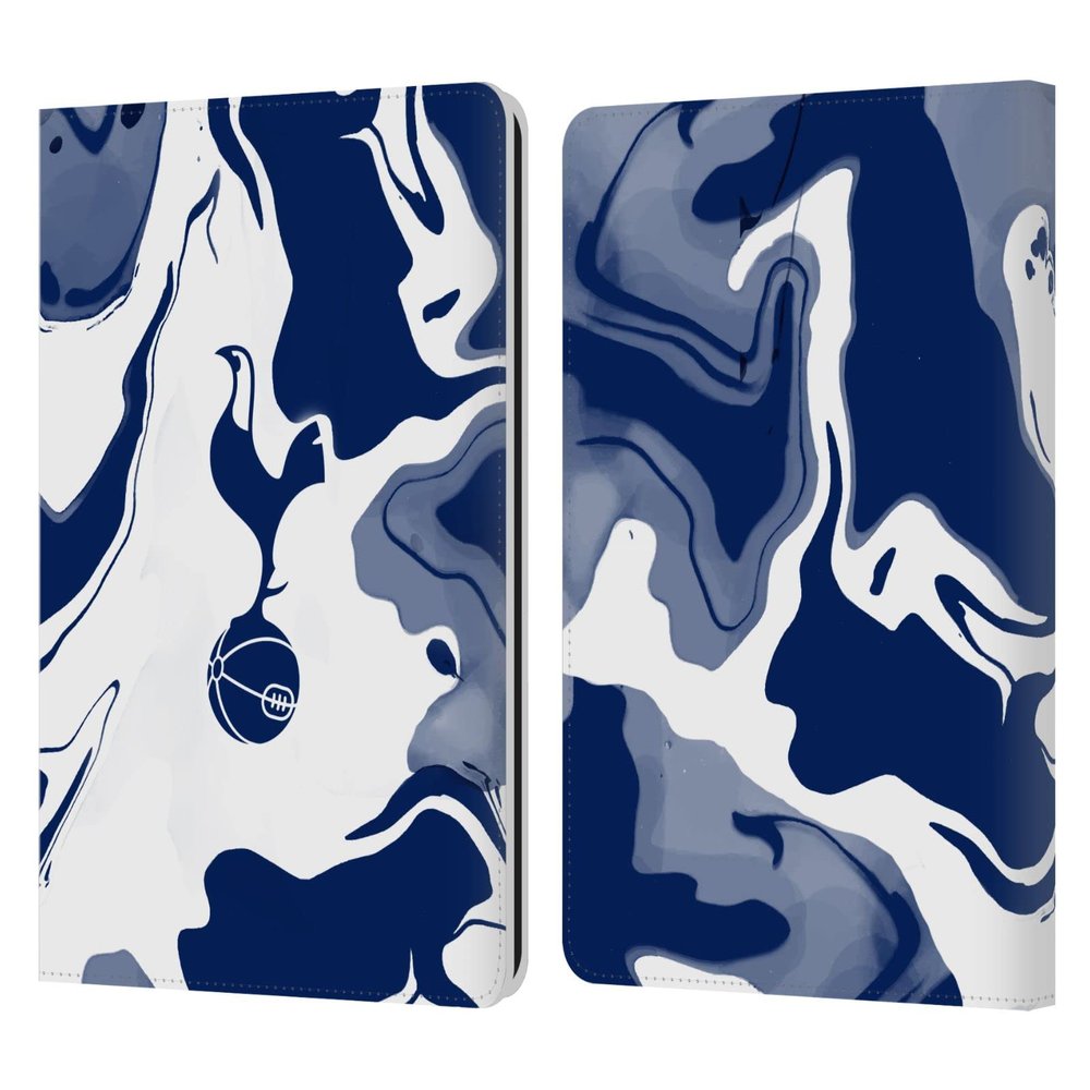 Head Case Designs Officially Licensed Tottenham Hotspur F.C. Blue and White Marble Badge Leather Wallet Case Compatible with Kindle Paperwhite 1/2 / 3