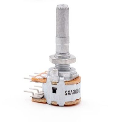 1Pcs ALPS 16-type 50KAX2 100KAX2 Audio Amplifier Amp Volume 252-unit Rotary Potentiometer 6 Pin Handle Long 25mm Plum Shaft - (Color: 100k)