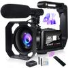 HCCH 4K Video Camera Camcorder UHD 48MP WiFi IR Night Vision Vlogging Camera with Touch Screen 18X Digital Zoom YouTube Camera with Microphone, Handheld Stabilizer, Remote, 2 Batteries view 1