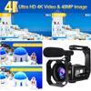 HCCH 4K Video Camera Camcorder UHD 48MP WiFi IR Night Vision Vlogging Camera with Touch Screen 18X Digital Zoom YouTube Camera with Microphone, Handheld Stabilizer, Remote, 2 Batteries view 2