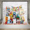 Kate 7x5ft Back to School Photography Backdrops White Brick Wall ABC Letters Numbers Decoration Photo Studio Background Football Classmate Students Photo Backdrop view 1