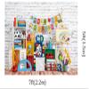 Kate 7x5ft Back to School Photography Backdrops White Brick Wall ABC Letters Numbers Decoration Photo Studio Background Football Classmate Students Photo Backdrop view 2
