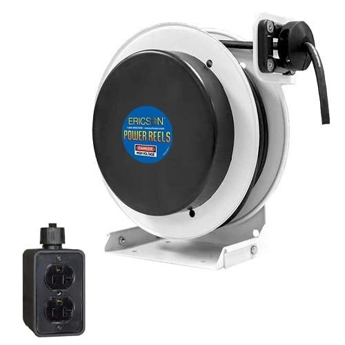 Reel Industrial Grade Retractable 50 Ft Of 12/3 Sow Cable W/Outlet Box (6000) W