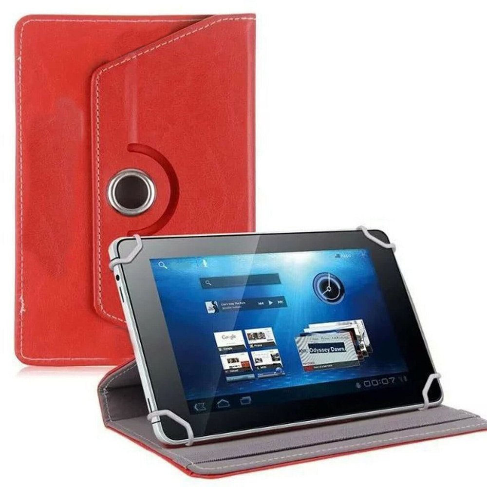 360 Rotating Leather Cover Case Stand Wallet for Laser 7'' Tablet (Red)