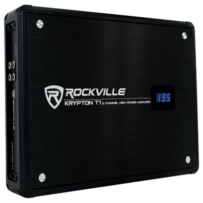 Rockville KRYPTON T1 1600W Peak/400W RMS 2 Channel Car Amplifier 2 Ohm, Dyno-Certified, Voltage Display, MOSFET Power, for Car Audio Enthusiasts