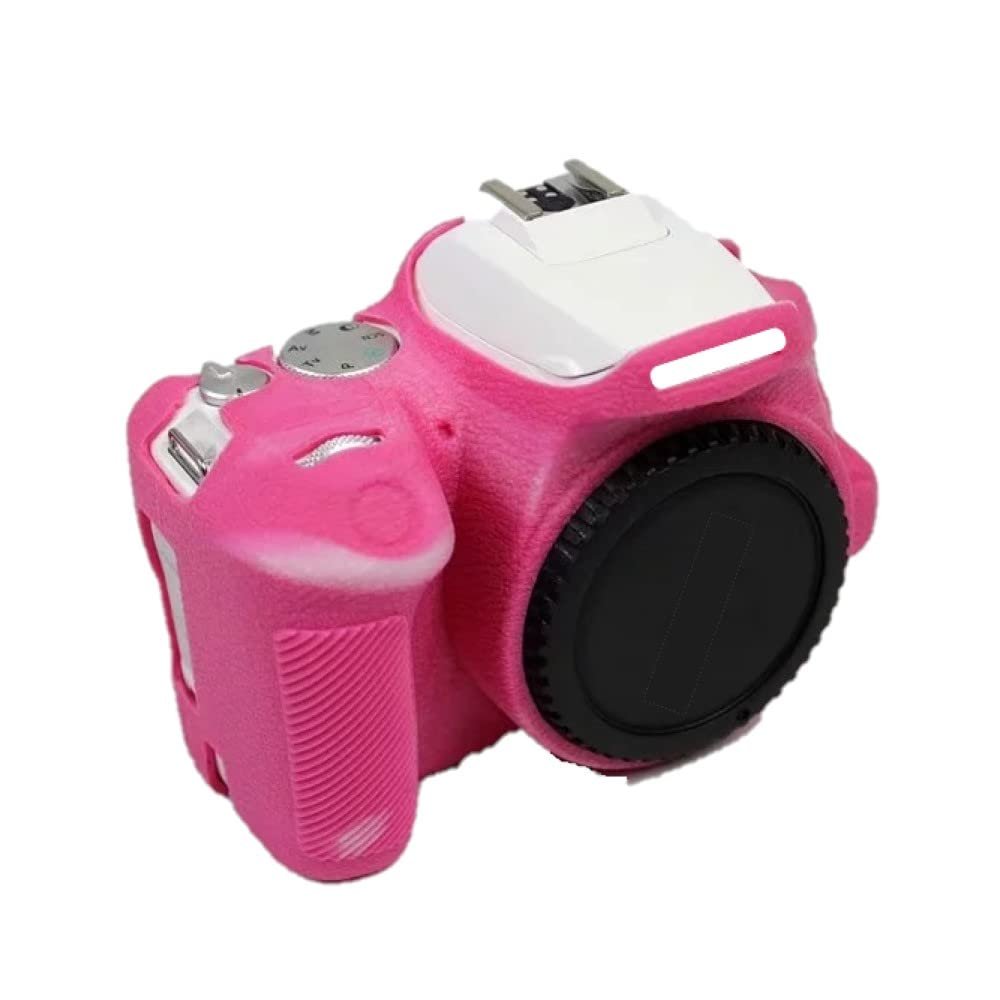 Camera Case Bag Pink Soft Silicone Anti-Skid Texture Armor Skin Body Cover Protector for Canon EOS 200D II digital camera