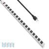JUNNUJ Metal 16 Outlet Power Strip, Mountable Heavy Duty Power Strip, 1200J Surge Protector Wall Mount Screws Outlet with Switch, Gaming Desk Strips Wide Spaced 15A 125V 1875W, 10 FT 14AWG Power Cord view 1