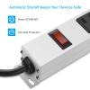 JUNNUJ Metal 16 Outlet Power Strip, Mountable Heavy Duty Power Strip, 1200J Surge Protector Wall Mount Screws Outlet with Switch, Gaming Desk Strips Wide Spaced 15A 125V 1875W, 10 FT 14AWG Power Cord view 3