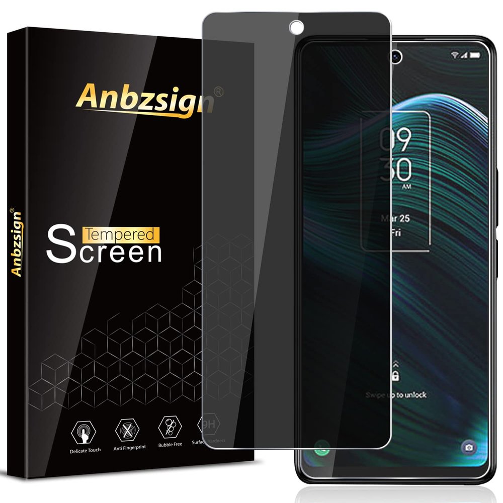 Anbzsign [2 Pack TCL Stylus 5G (2022) Privacy Screen Protector, Anti-Spy 9H Hardness Tempered Glass