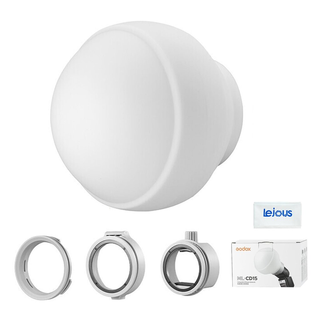 Godox ML-CD15 Diffusion Dome with 3 Adapters Compatible for Godox V1 AD100 Pro AD200 Pro II AD400 Pro II V860III TT600 TT685II ML60IIBi TT520III