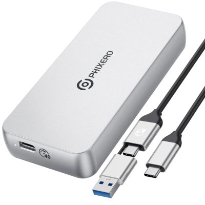 PHIXERO 40Gbps Thunderbolt Enclosure Adapter, Aluminum Thunderbolt SSD Enclosure, Triple Heat Dissipation M.2 Enclosure, USB 4.0 to M-Key 2280 NVME PCIE SSD External Enclosure, NVME Enclosure, Sliver
