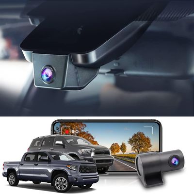 Fitcamx 4K Dual Cam Suitable for Toyota Tundra 2017 2018 2019 2020 2021 & Sequoia 2017-2022 Limited SR5 Platinum, OEM Look, Front 2160P Rear 1080P HD Video, Loop Recording WiFi, G-Sensor 128GB Card