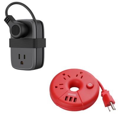 NTONPOWER Travel Power Strip Bundle, 3 Outlets 2 USB Portable Power Strip with 15 inch Short Cord and 4 Outlets 3 USB with with 4ft Short Cordfor Office, Home, Hotels, Dorm Room, Nightstand