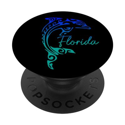 Florida Tribal Dolphin Beach Surfer Miami Tampa FL PopSockets Swappable PopGrip