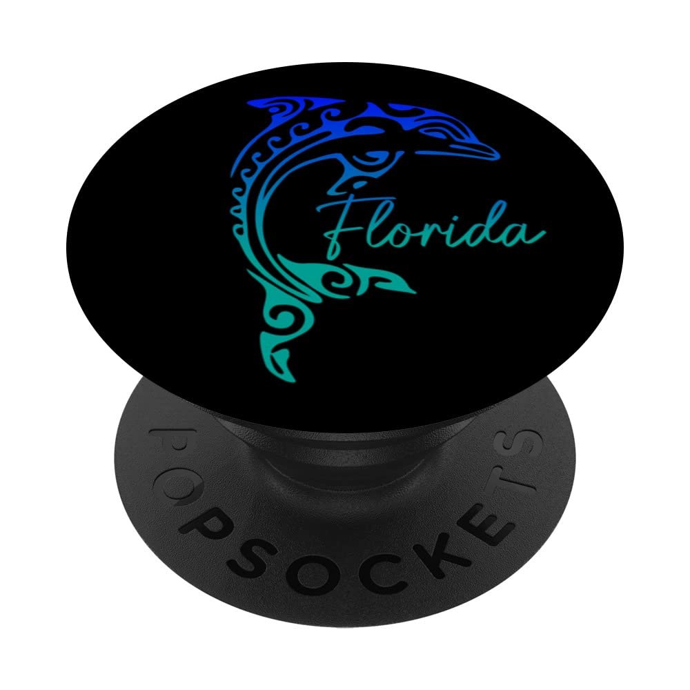 Florida Tribal Dolphin Beach Surfer Miami Tampa FL PopSockets Swappable PopGrip