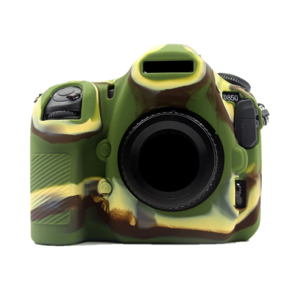 Camera Case Bag Soft Silicone Camouflage Green Shockproof Armor Skin Body Cover Protector Camera Accessories for Nikon D850 Digital SLR Camera
