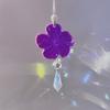 Hibiscus Hawaiian Flower Car Charm, Pink Crystal Suncatcher, Rearview Mirror Car Accessories, Cute Boho Interior Decor, New Car Gift For Her (Flower - Red, Crystal - Purple) view 4