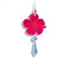 Hibiscus Hawaiian Flower Car Charm, Pink Crystal Suncatcher, Rearview Mirror Car Accessories, Cute Boho Interior Decor, New Car Gift For Her (Red, Clear) view 1