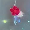 Hibiscus Hawaiian Flower Car Charm, Pink Crystal Suncatcher, Rearview Mirror Car Accessories, Cute Boho Interior Decor, New Car Gift For Her (Red, Clear) view 3