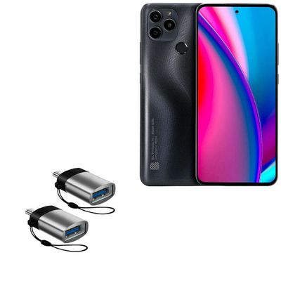BoxWave Cable Compatible with BLU G91s - USB-C to A PortChanger (2-Pack), USB Type-C OTG USB Portable Keychain - Slate Black