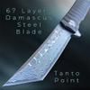 TACTICAL GEARZ Damascus Pocket Folding Knife, Solid Titanium Handle, 67 Multi Layers Damascus VG10 Steel Tanto Blade (Saint DXT Beast Bundle) view 2