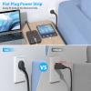 10 Ft Extension Cord Surge Protector, SMNICE 8 Widely Spaced Outlets and 6 USB (1 USB C) Charging Ports Flat Plug Power Strip, Desktop Power Cord for Travel Home Office Accessories Black view 2