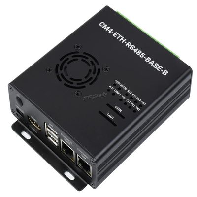 Dual ETH Quad RS485 Base Board (B) for Raspberry Pi Compute Module 4 Gigabit Ethernet 4CH Isolated RS485 USB2.0 with Protection Case @XYGStudy (CM4-ETH-RS485-BOX-B)