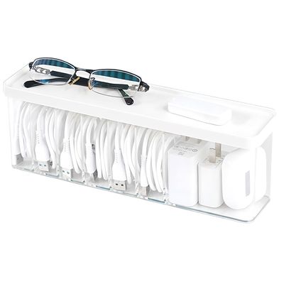 Nkocvew Charger Cable Cord Storage Organizer Box - 1 Pack With Lid - Easy Storage Without Cable Ties
