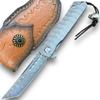 Damascus Pocket Folding Knife, Solid Titanium Handle, 67 Multi Layers Damascus VG10 Steel Tanto Blade (Silver XT Beast Bundle) view 1