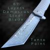 Damascus Pocket Folding Knife, Solid Titanium Handle, 67 Multi Layers Damascus VG10 Steel Tanto Blade (Silver XT Beast Bundle) view 2