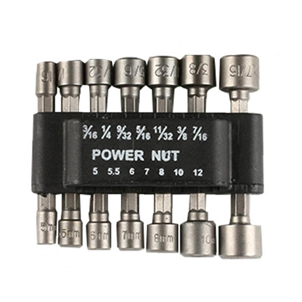 Power Nut Driver Bit Socket Wrench Metric Socket Wrench Screw Driver Hex Keys 14PCS,Tool Set Tool Set