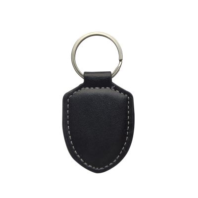 hecere Genuine Leather RFID Key Fob Tag Proximity ID T5577 Programmable Rewritable for Access Control 1pcs/lot (Black ID Keychain, Square)