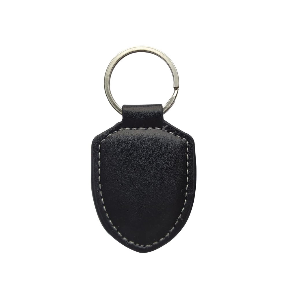 hecere Genuine Leather RFID Key Fob Tag Proximity ID T5577 Programmable Rewritable for Access Control 1pcs/lot (Black ID Keychain, Square)