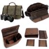 Baolab Waterproof Canvas Camera Bag with Shockproof Padded for DSLR SLR Camera Case Vintage Leather Shoulder Bag Work,Trave (Khaki) view 3