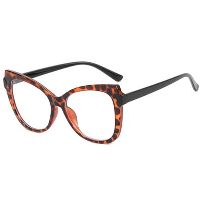 bullabulling Cat Eye Reading Glasses for Women Oversized Stylish Blue Light Blocking Glasses (yellow leopard, 4.0, multiplier_x)
