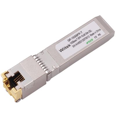 Wiitek 10G SFP+ to RJ45 Copper Modules, 1.25G/2.5G/5G/10GBase-T Ethernet Copper to SFP+ Transceiver Compatible for Dell Force 10 and Others GP-10GSFP-T(Cat 6a/7 or Better, 30-Meter)