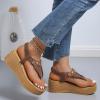 ZBYY Women's Platform Wedges Heel Sandals Summer Wedge Flip Flops Sandals Slip On Elastic Ankle Strap Party Dress Shoes view 2